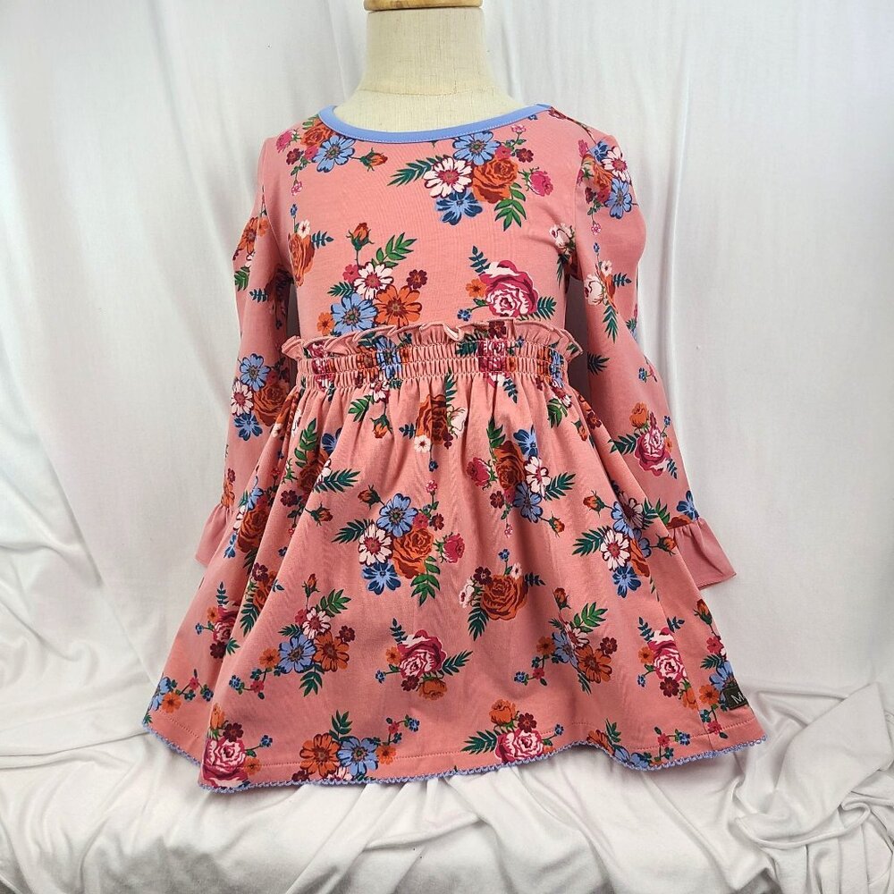 Matilda Jane Lots to Learn Dress Pink Blue Floral Long Sleeve Girls Size 2